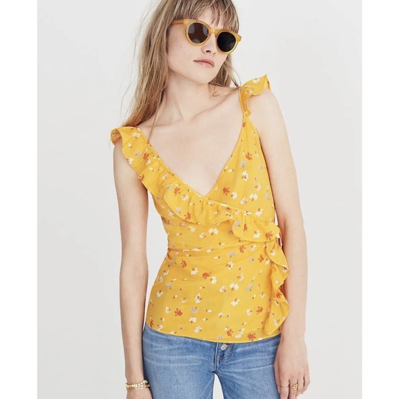 MADEWELL SIZE 14‎ Silk Wrap Cami Top in Painted Carnations J2992 - Picture 1 of 5